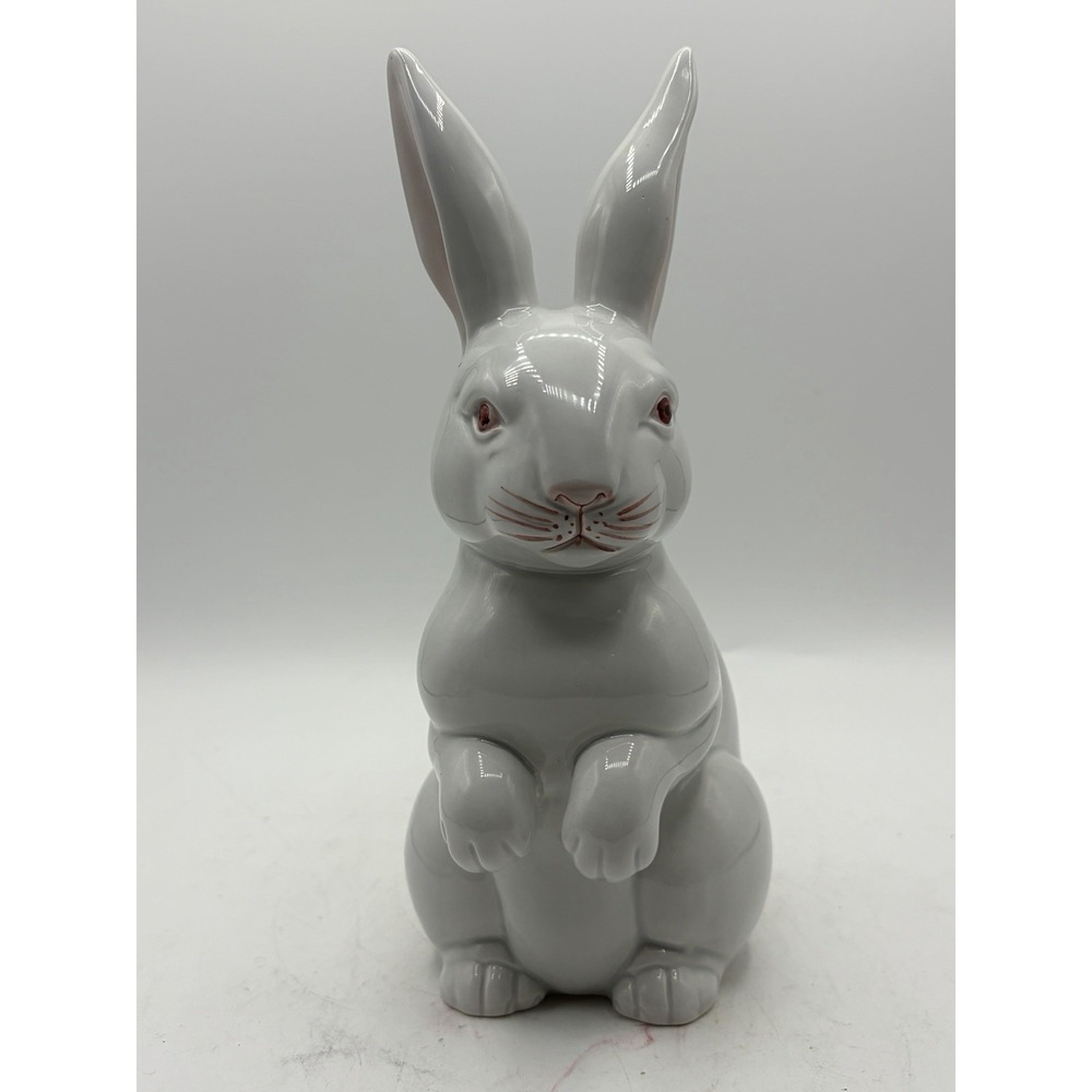 Vintage Fitz & Floyd White Rabbit Figurine Hand Painted Japan 1975 Easter‎ Decor